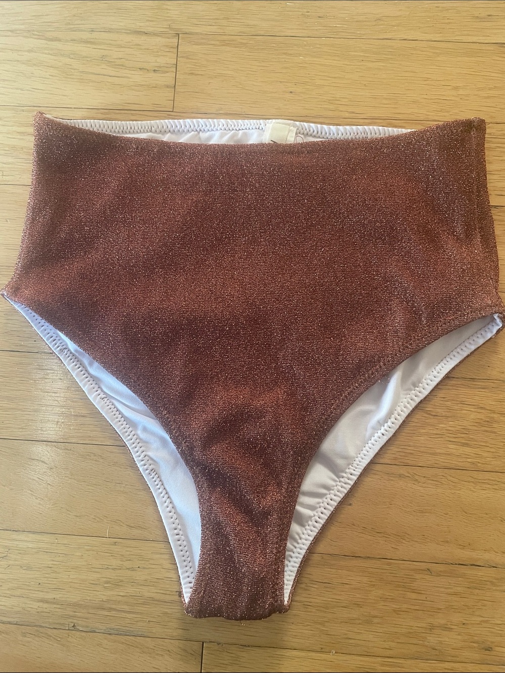 High-Waist Shimmery Copper Bikini Bottoms